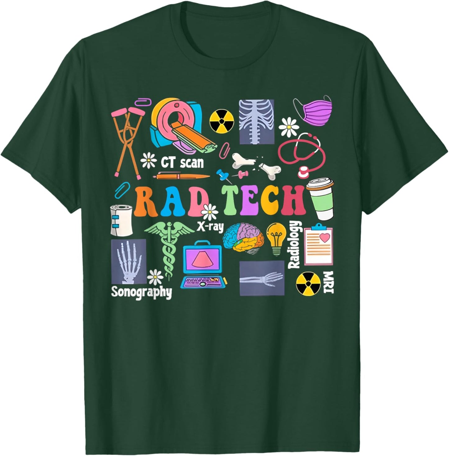 Cute Rad Tech Retro Groovy Radiology Technician X-Ray Tech T-Shirt - T-Shirt | Forest