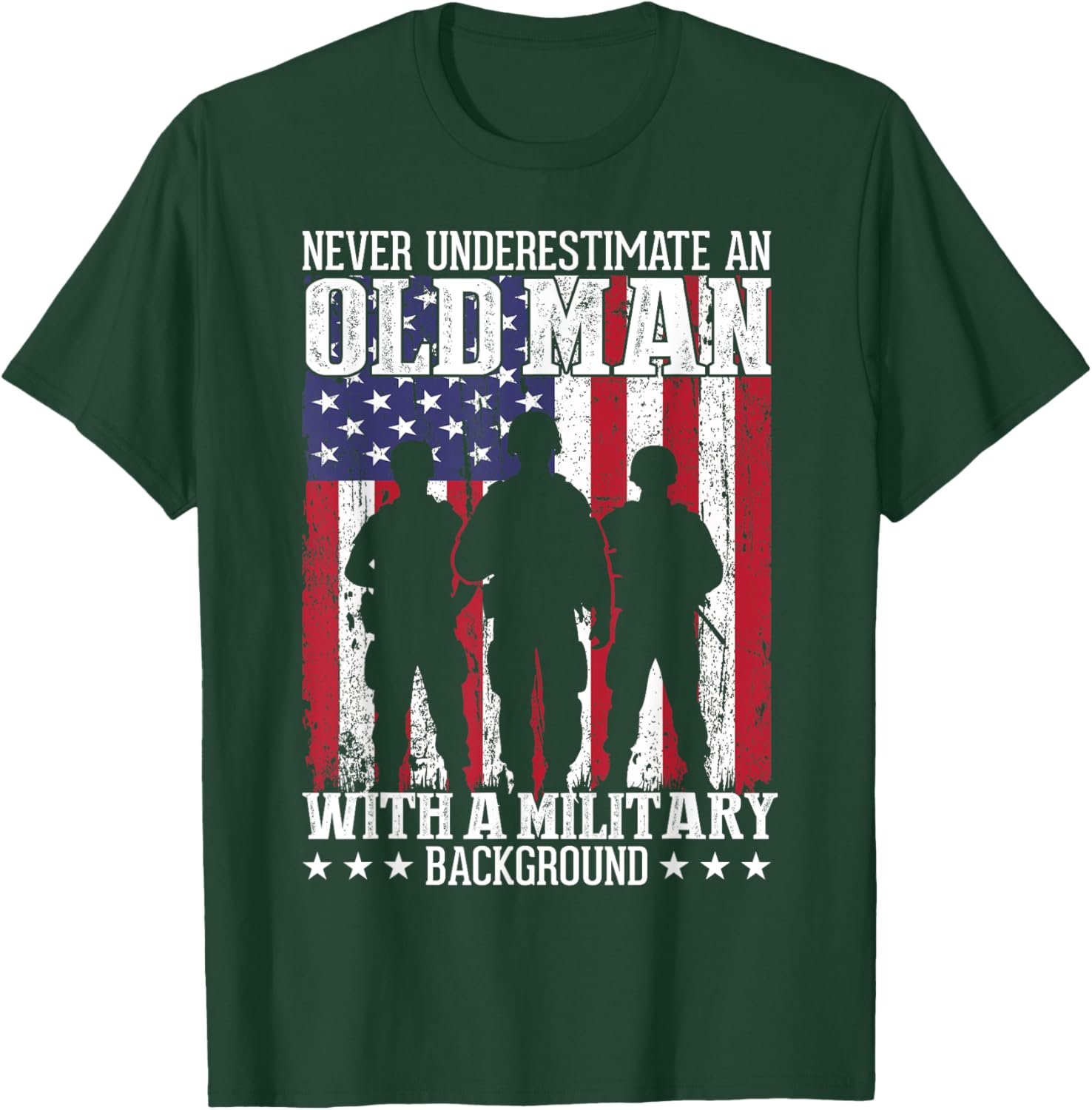 Veteran Old Man USA Veterans Day US Army America Veteran T-Shirt - T-Shirt | Forest