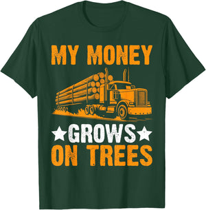 Funny Logging Trucker Gifts Logging Trucker Log Truck Driver T-Shirt - T-Shirt | Forest