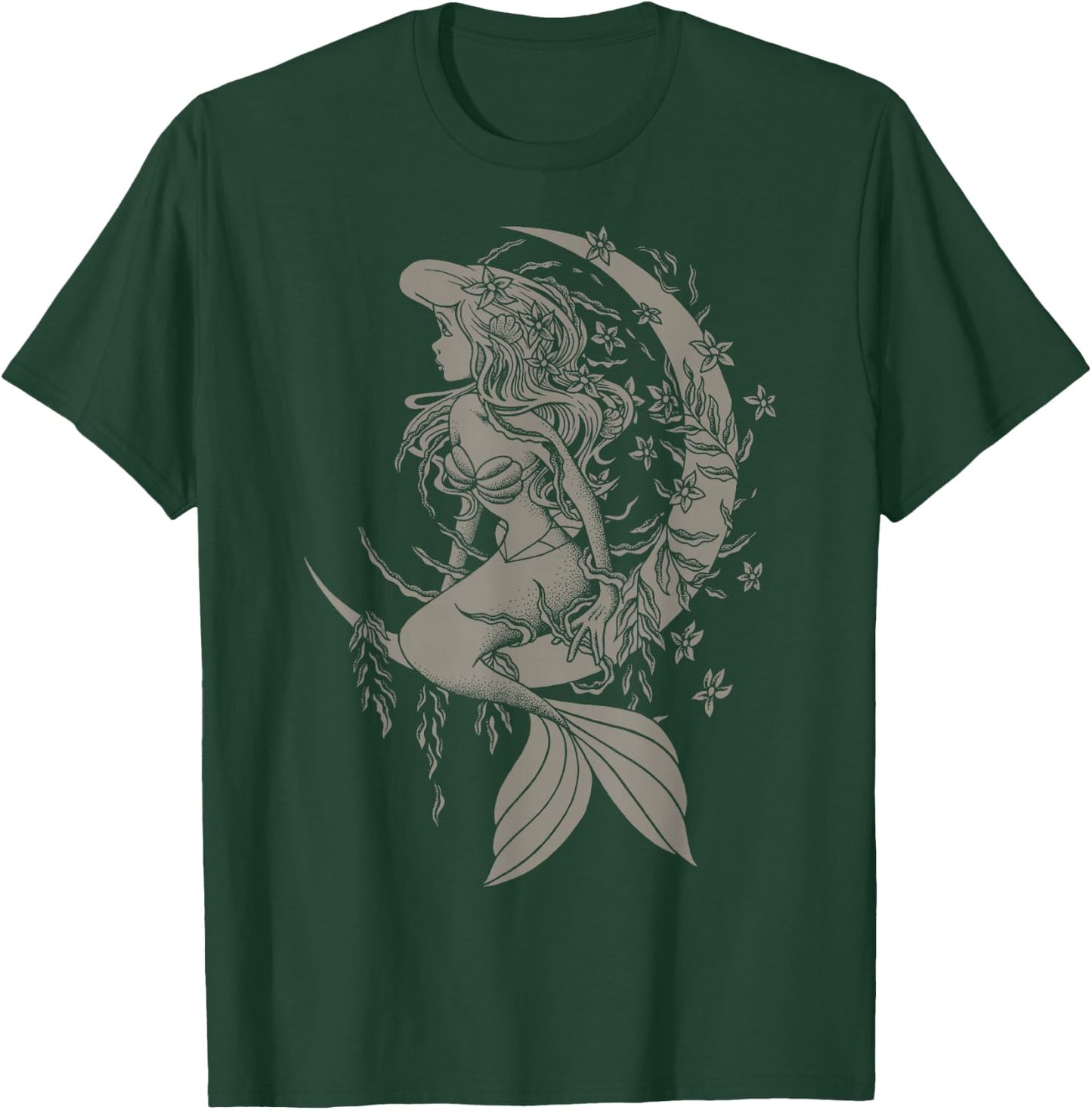 Disney Little Mermaid Ariel Tattoo Style Portrait T-Shirt - T-Shirt | Forest
