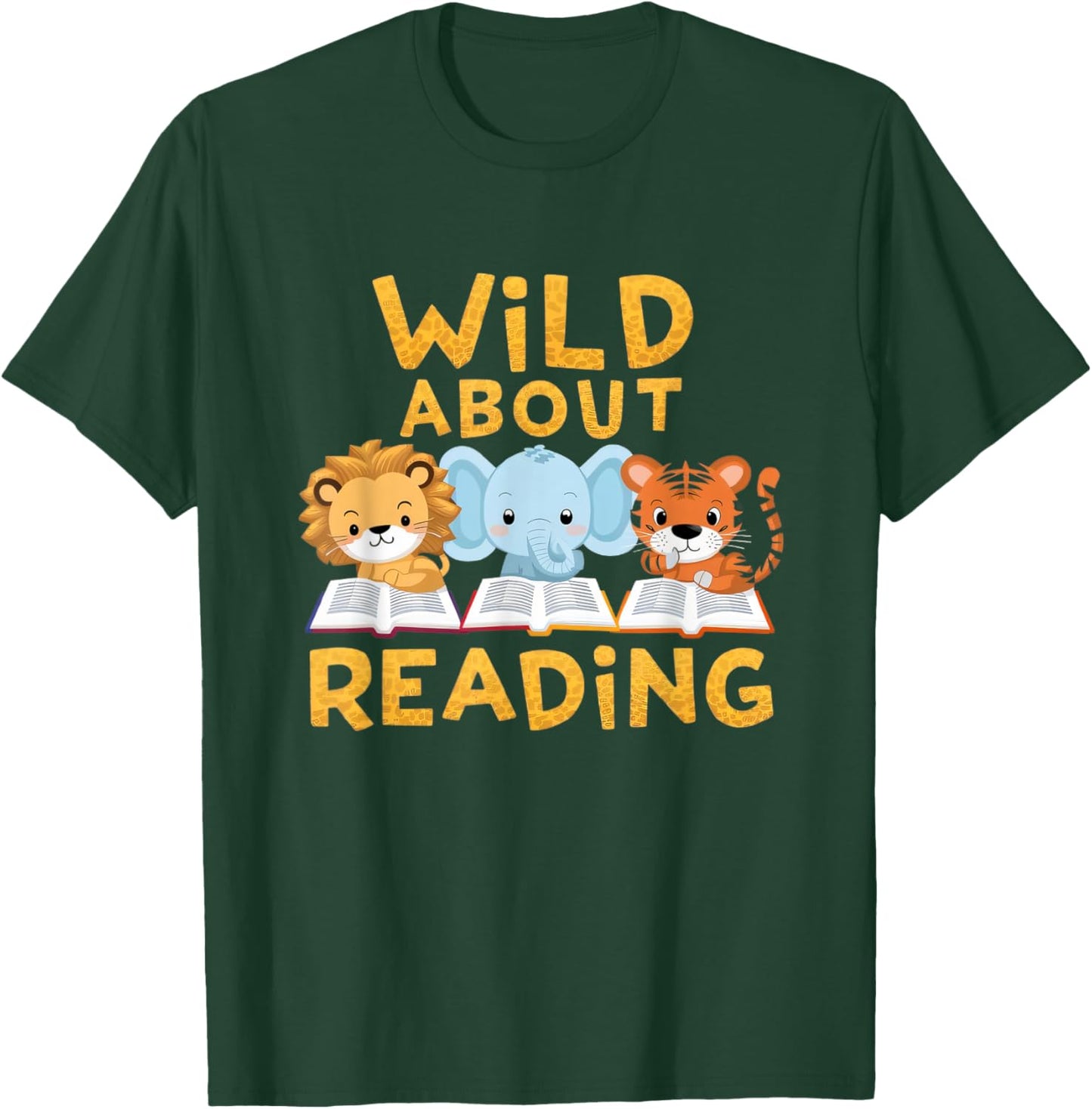 Wild About Reading Cute Animal Book Lover Kids T-Shirt - T-Shirt | Forest