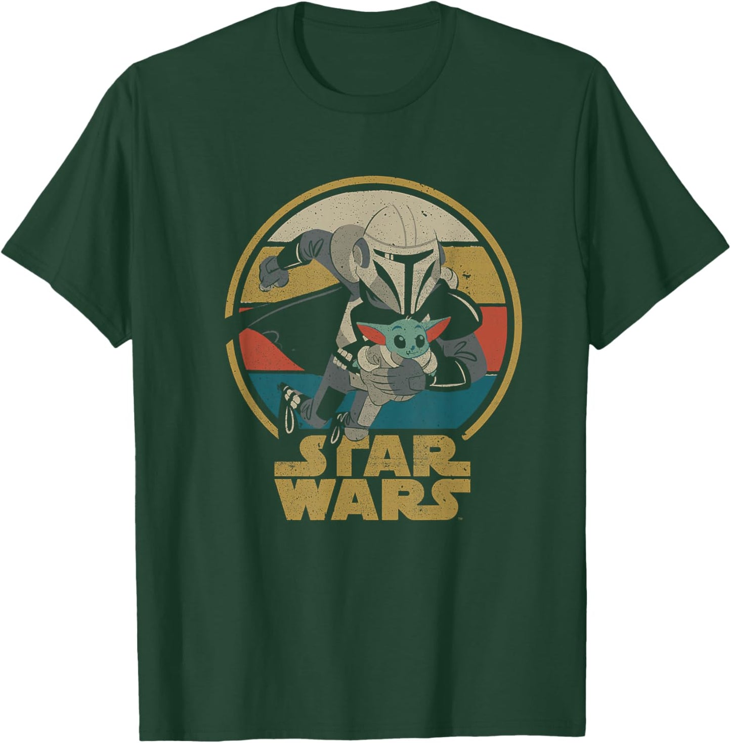 Star Wars The Mandalorian and Grogu Running Badge T-Shirt - T-Shirt | Forest
