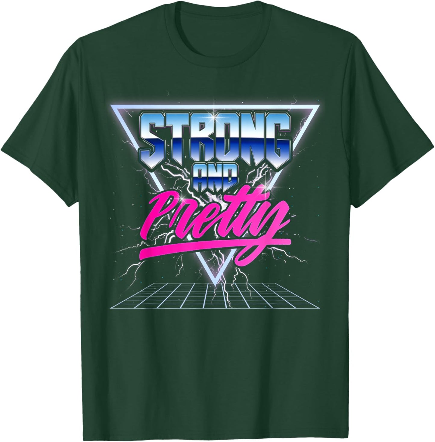 Strong and Pretty 90s 80s Vaporwave Bodybuilding Gym Men T-Shirt - T-Shirt | Forest