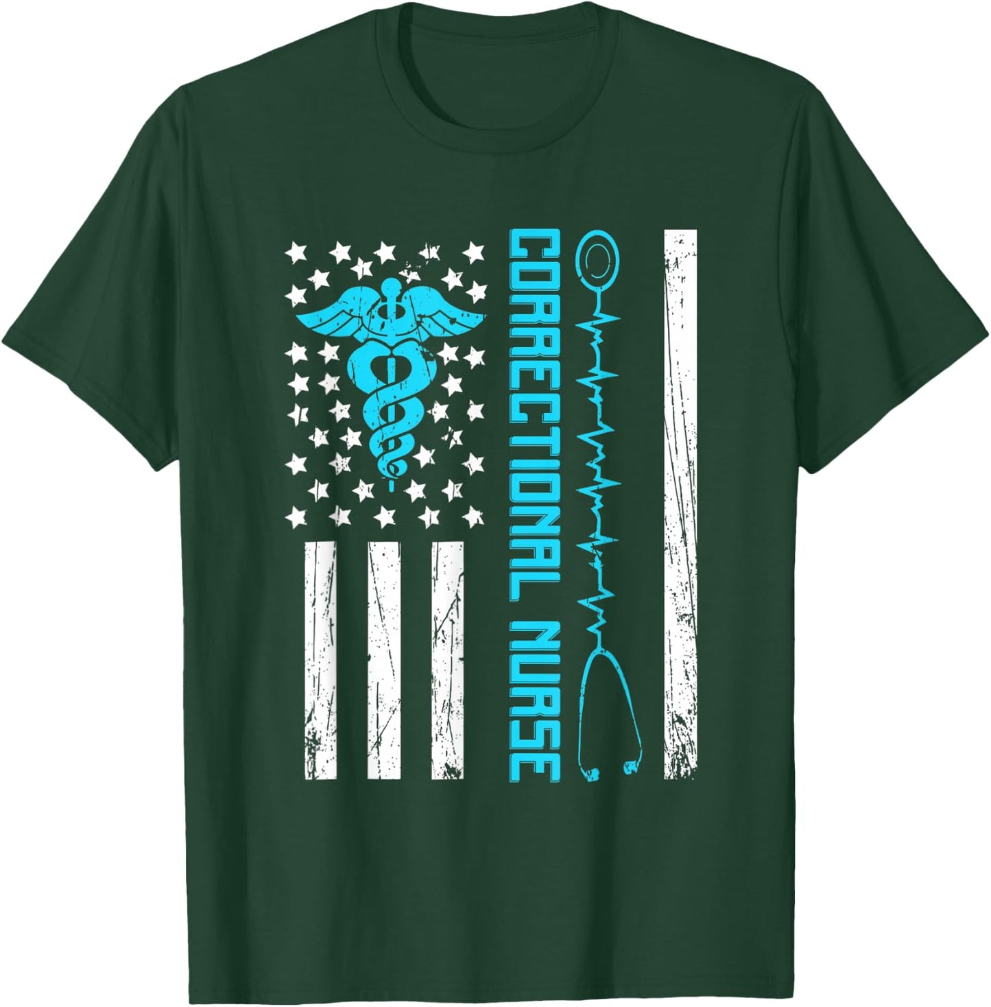 Cute Correctional Nurse Us Flag Nursing Healthcare Nurses T-Shirt - T-Shirt | Forest