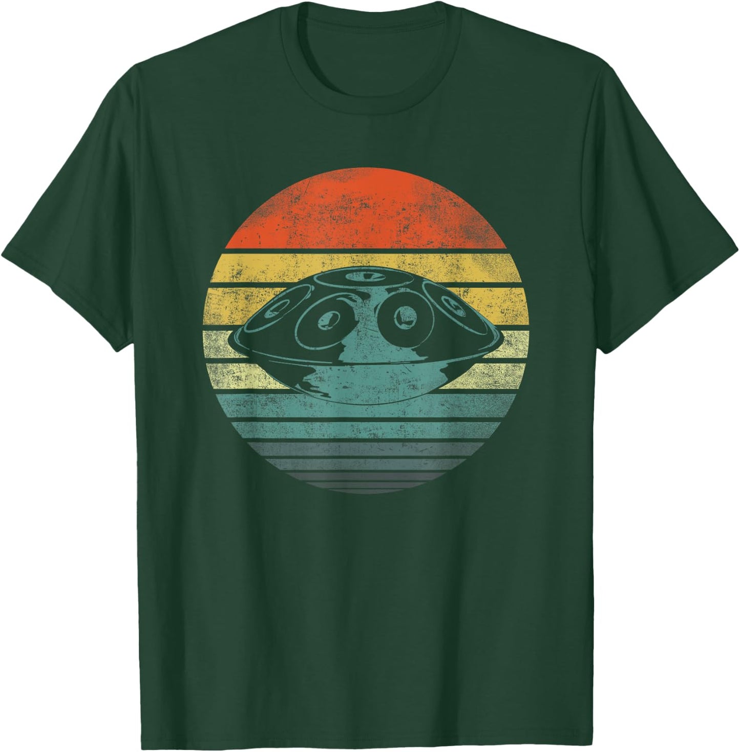 Handpan Hang Drum Musik Yoga Relax Sunset Retro T-Shirt - T-Shirt | Forest