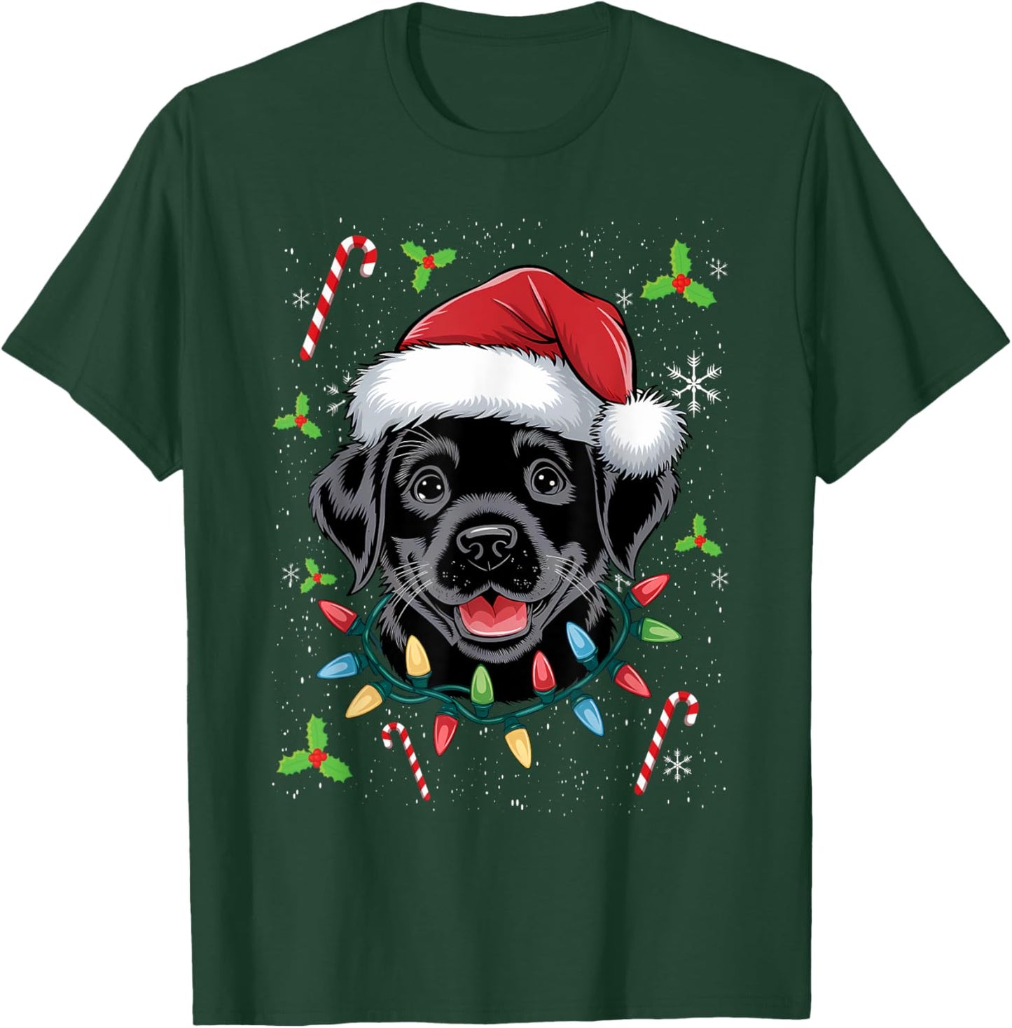 Black Lab Labrador Christmas Tree Light Pajama Dog Xmas Men Women Kids T-Shirt - T-Shirt | Forest