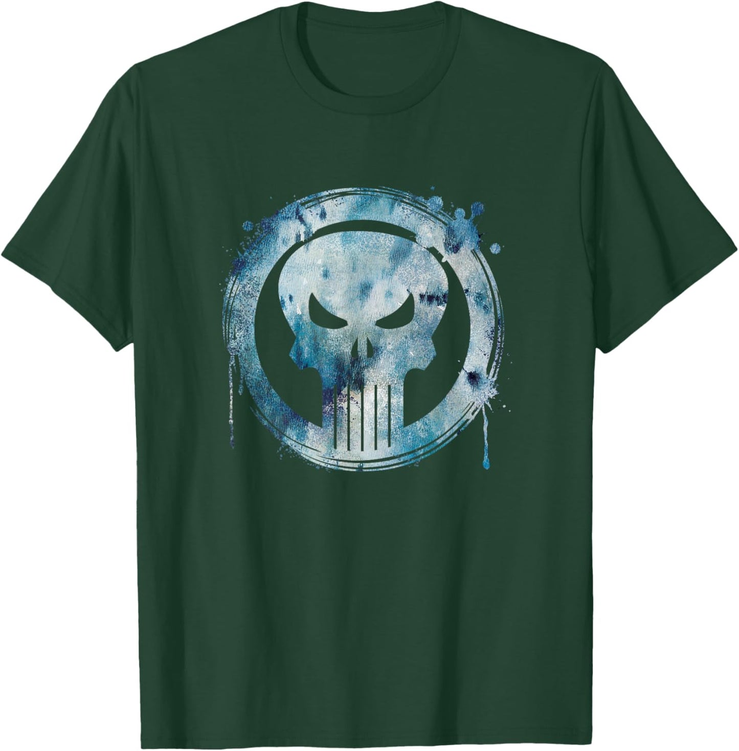 Marvel Punisher Paint Drip Skull Vintage Circle Logo T-Shirt - T-Shirt | Forest