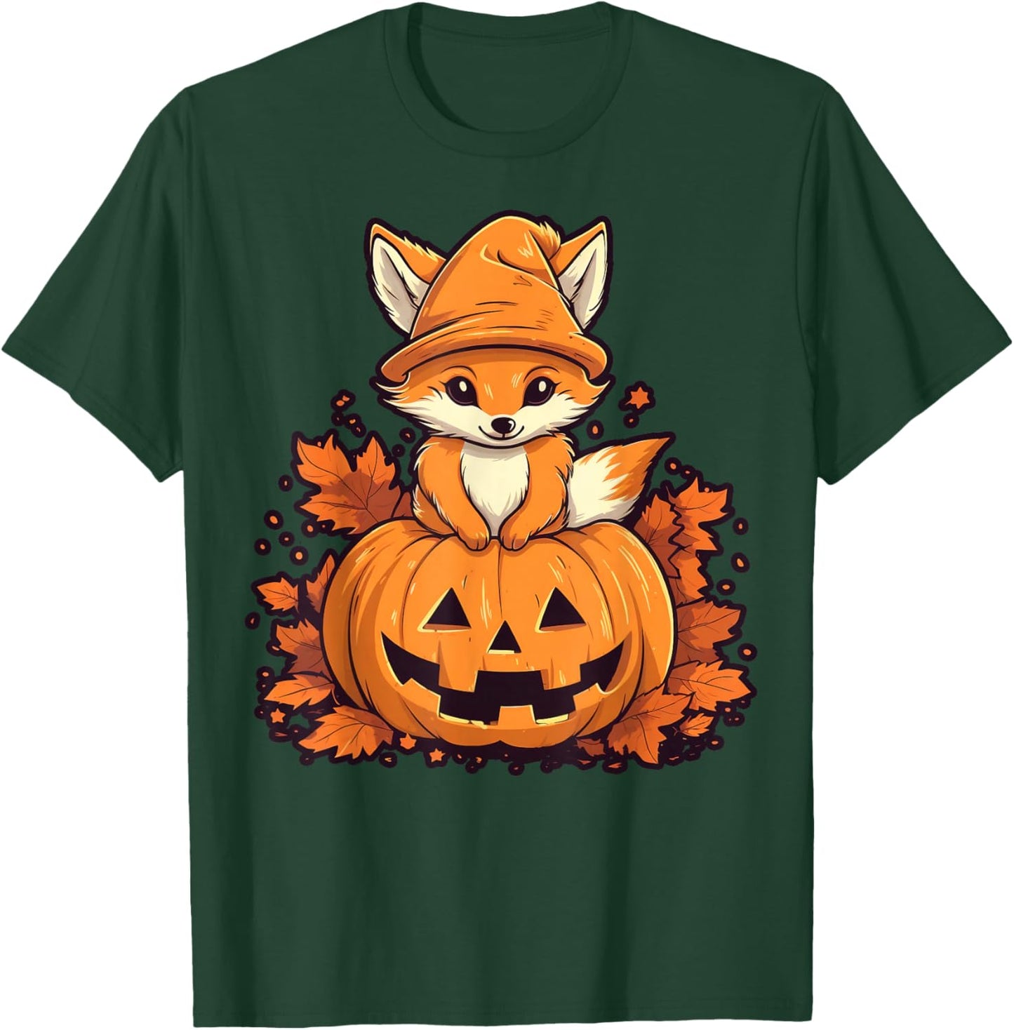 Pumpkin Fox costume on Fox Halloween T-Shirt - T-Shirt | Forest