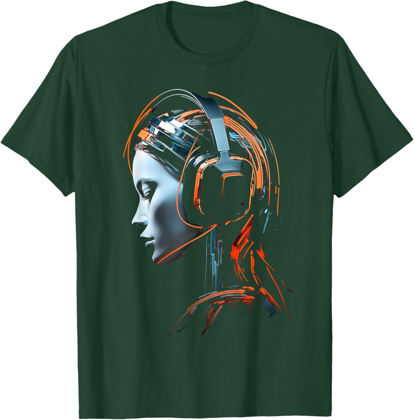 Women Headphones Abstract Art Graphic Artwork Women T-Shirt - T-Shirt | Forest