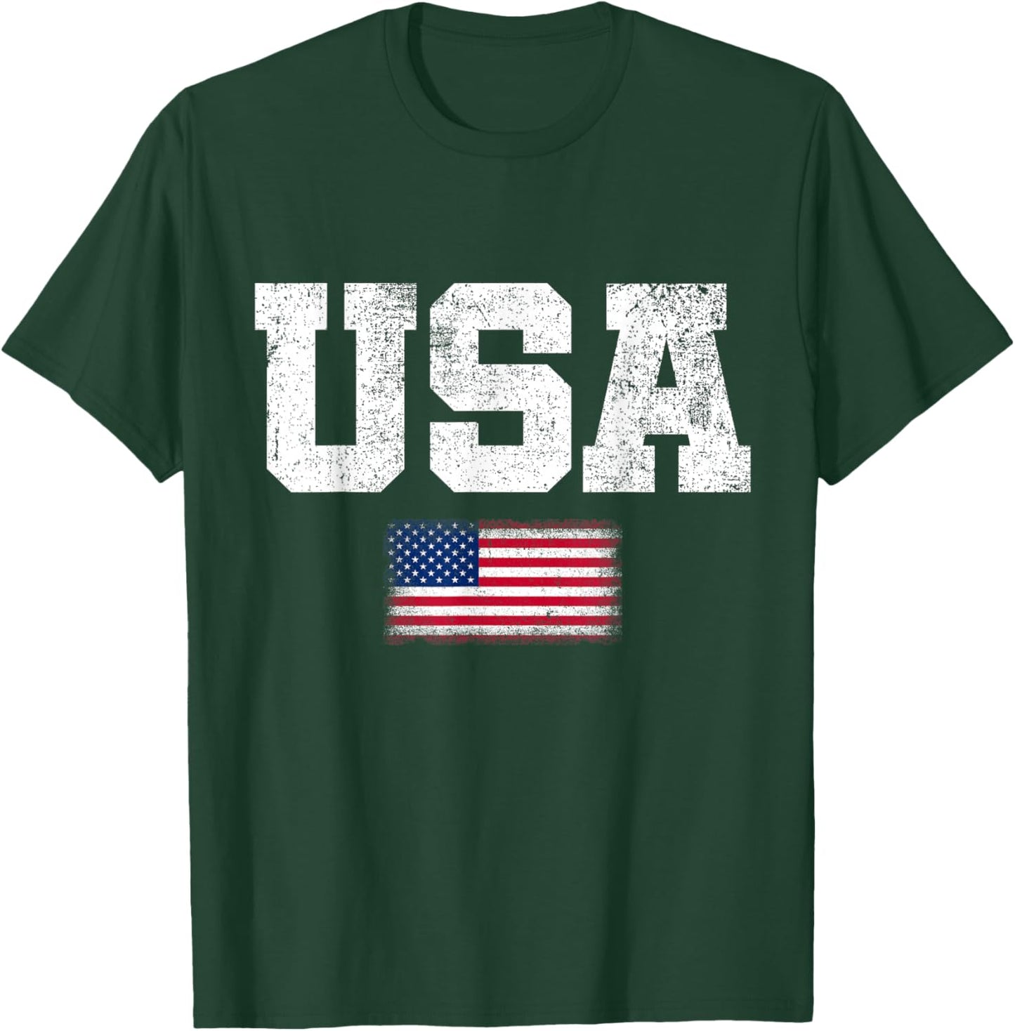 USA Men Women Patriotic American US Flag July 4th T-Shirt - T-Shirt | Forest