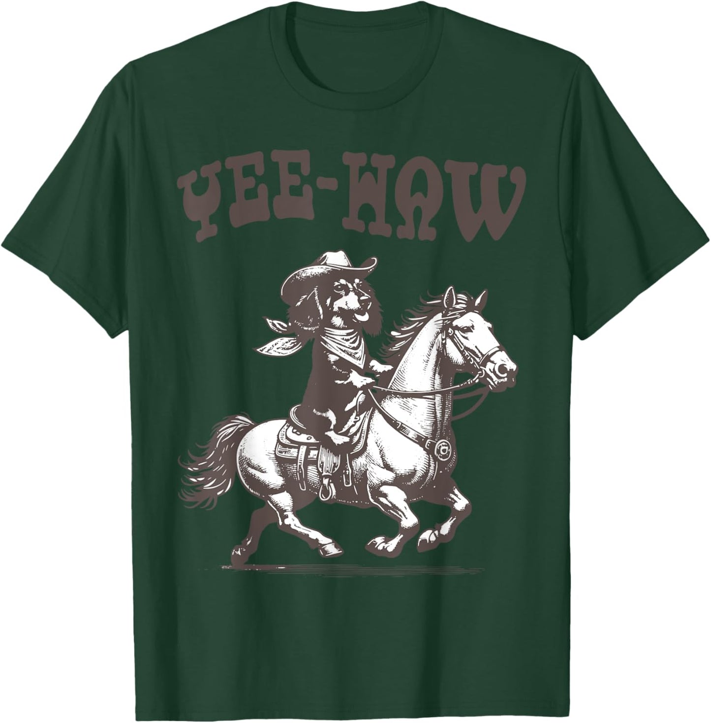 Retro 90s Cowboy Dachshund Riding A Horse Western Funny T-Shirt - T-Shirt | Forest
