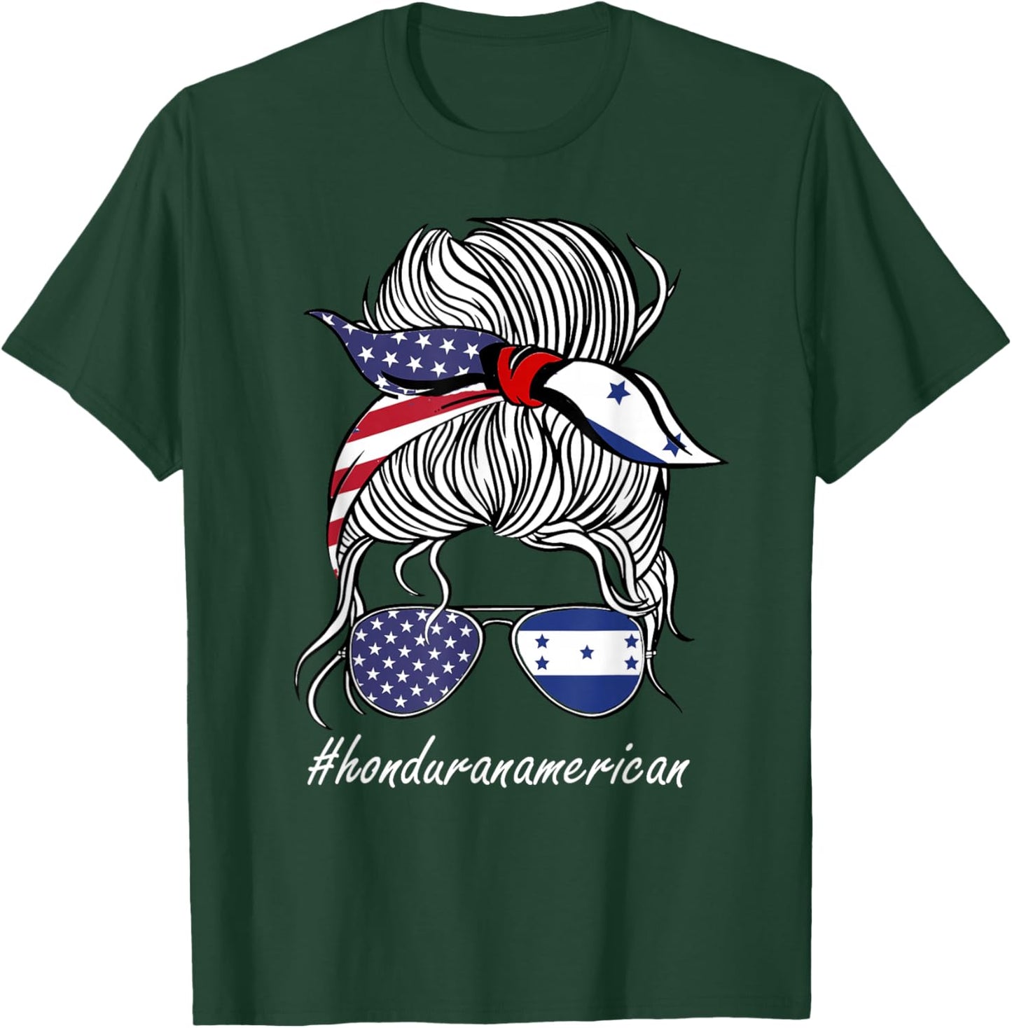 Honduras Heritage American Grown Women Girl Honduras Flag T-Shirt - T-Shirt | Forest