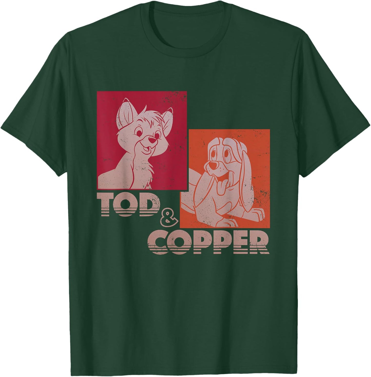 Disney The Fox and The Hound Tod & Copper Retro Small T-Shirt - T-Shirt | Forest