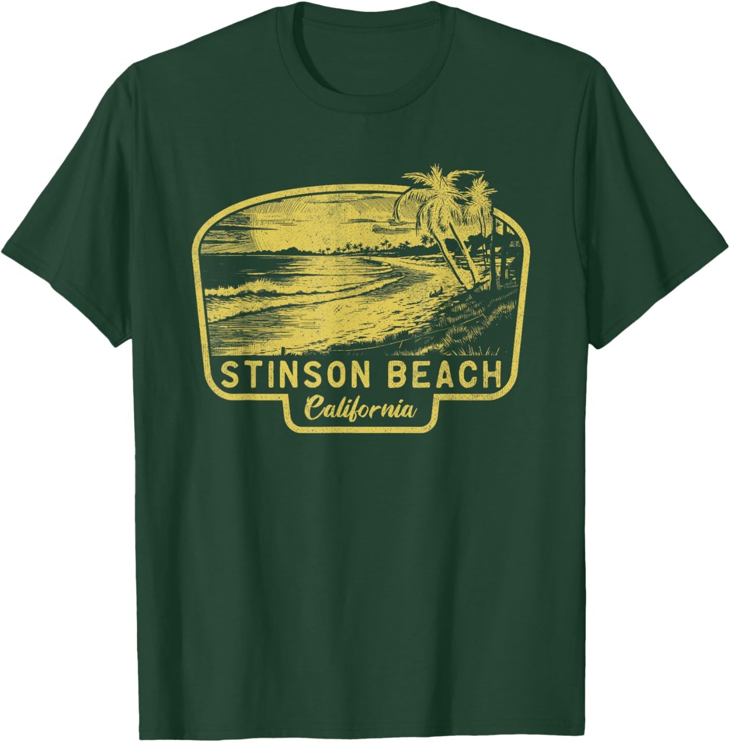 Stinson Beach California Beach Surf Vintage Blue Men Women T-Shirt - T-Shirt | Forest