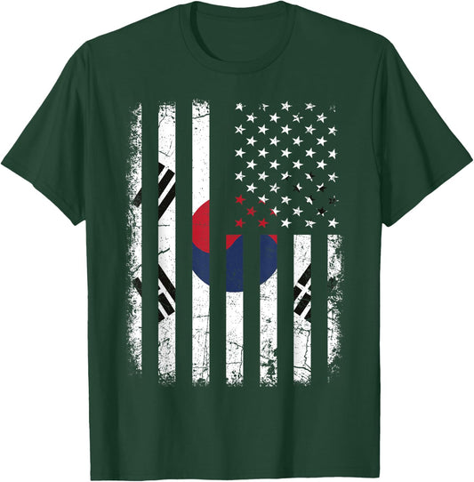 South Korean American Flag South Korea America Pride T-Shirt - T-Shirt | Forest