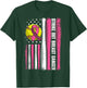 Strike Out Breast Cancer Softball American Flag Women Girls T-Shirt - T-Shirt | Forest