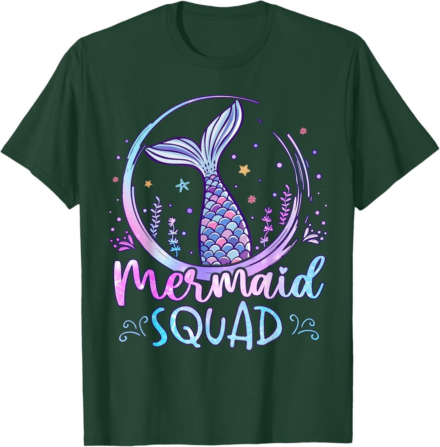 Mermaid Birthday Squad Party Girls Women Mermaid T-Shirt - T-Shirt | Forest