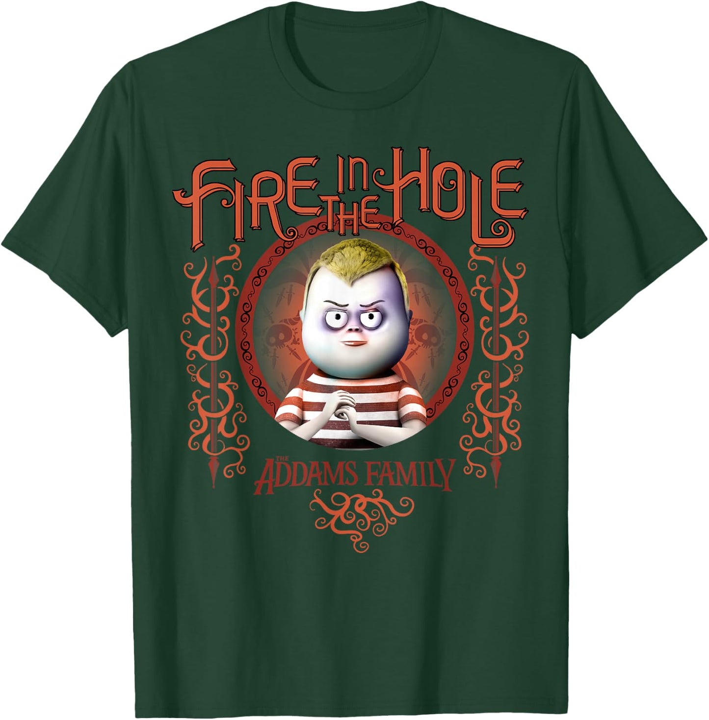 Addams Family Pugsley Addams Fire in The Hole Portrait Small T-Shirt - T-Shirt | Forest