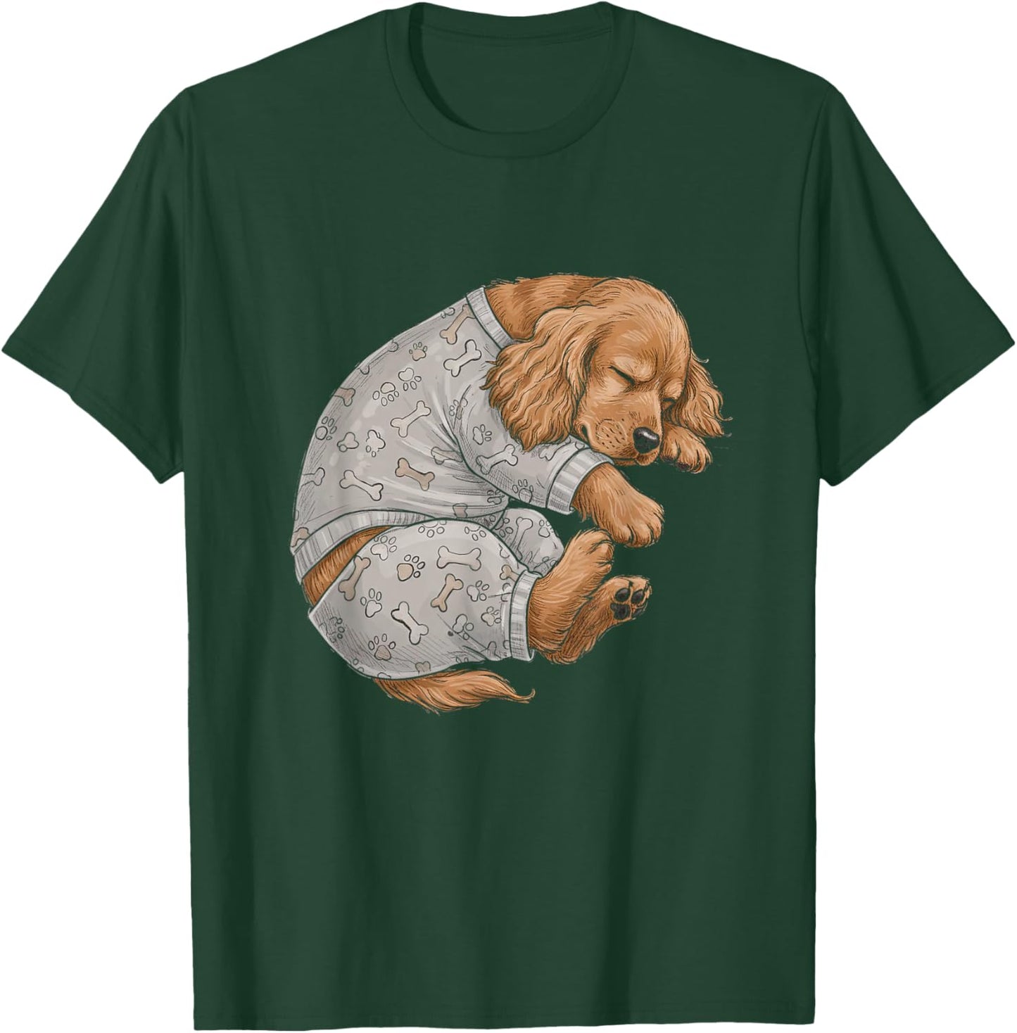 Funny Sleepy Cocker Spaniel Pyjamas Men Women Children T-Shirt - T-Shirt | Forest