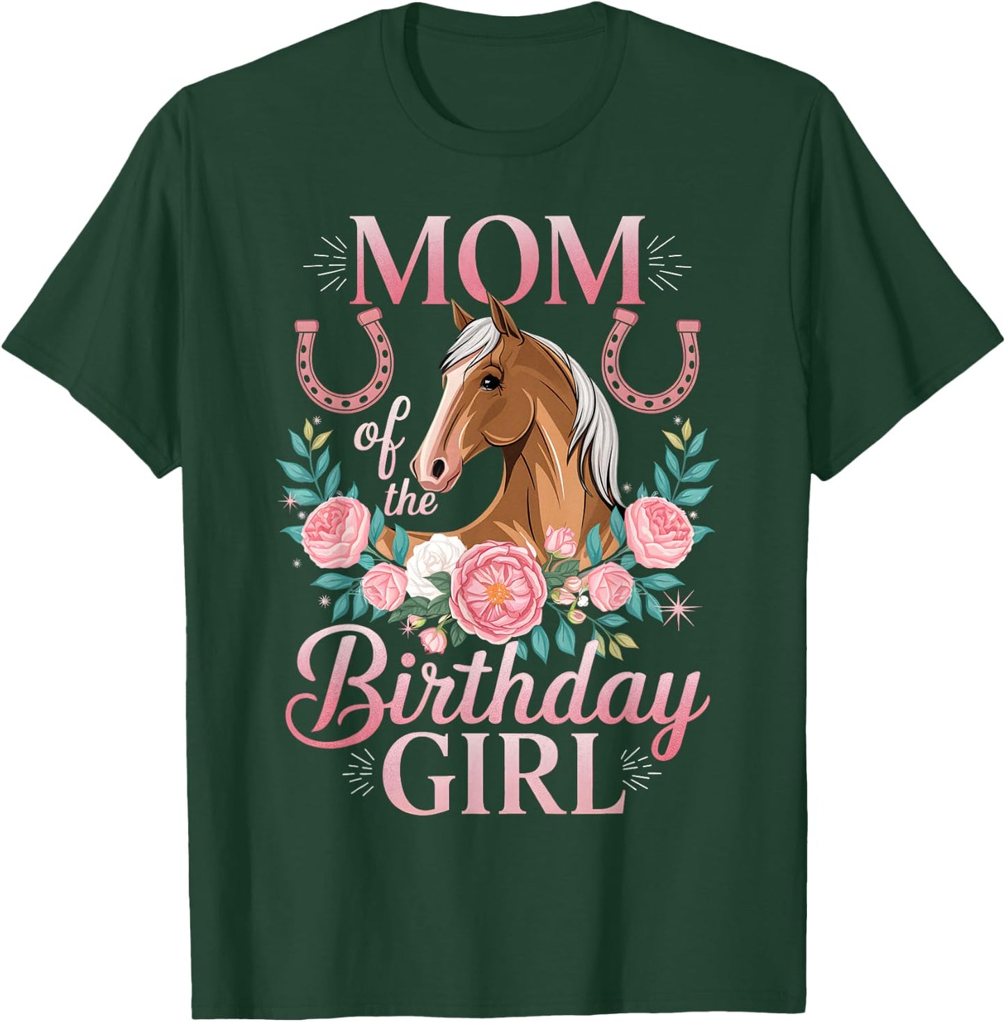 Cute Horse Face Floral Daughter Girl Birthday Mom Women T-Shirt - T-Shirt | Forest