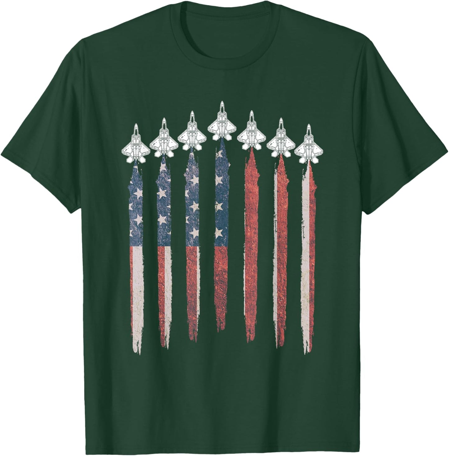 THE SALTY VETERAN F22 Raptor Fighter Jet USA Flag Airplane F-22 4th Of July Men's Black T-Shirt - T-Shirt | Forest