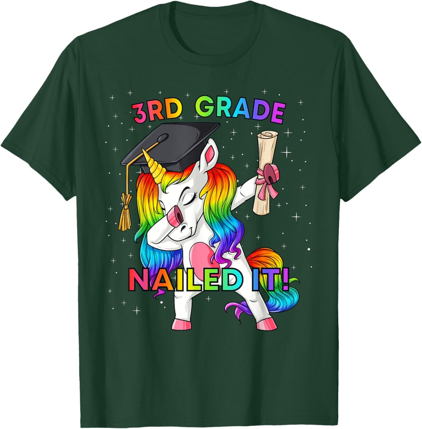 Dabbing Unicorn 3rd Grade Nailed It Graduation Girls Kids T-Shirt - T-Shirt | Forest