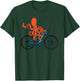 Octopus On Bicycle Cycling Eight Long Arms Graphic Print T-Shirt - T-Shirt | Forest