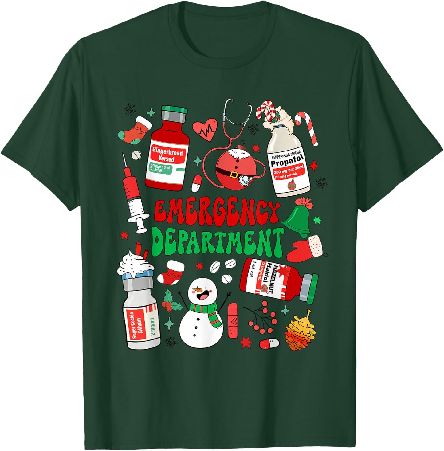 Christmas Emergency Room ER RN Nurse Department Healthcare T-Shirt - T-Shirt | Forest