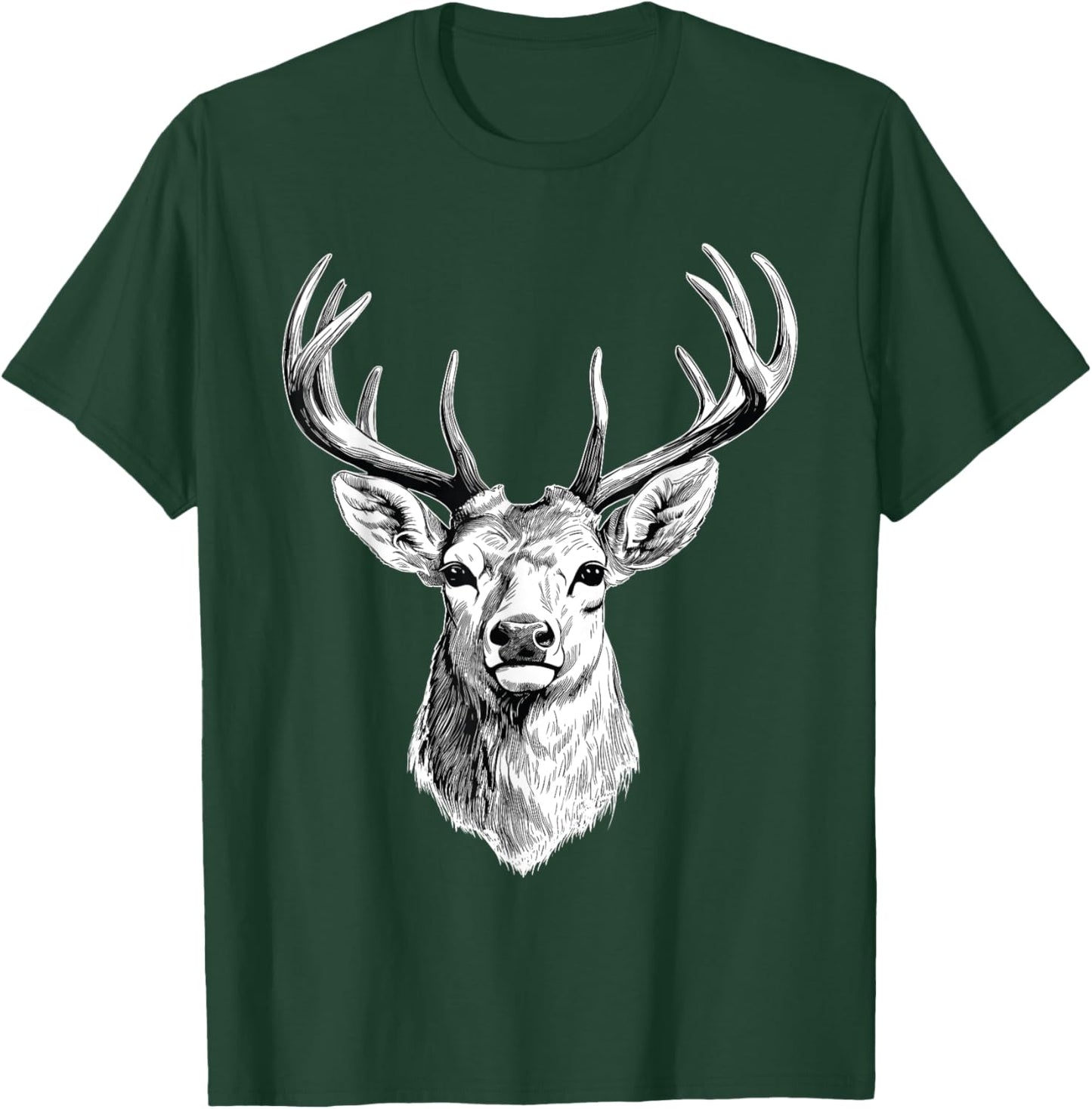 Artistic Deer Drawing - Antler Nature Animal Forest Lover T-Shirt - T-Shirt | Forest