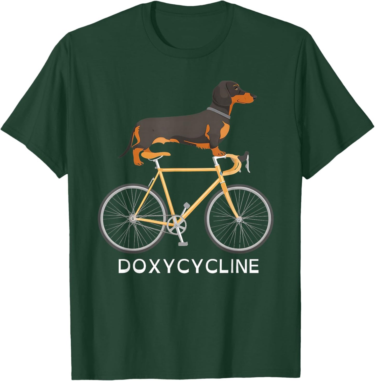 Dachshund on Bicycle Doxycycline Pharmacy Pun Dog Pharmacist Women T-Shirt - T-Shirt | Forest