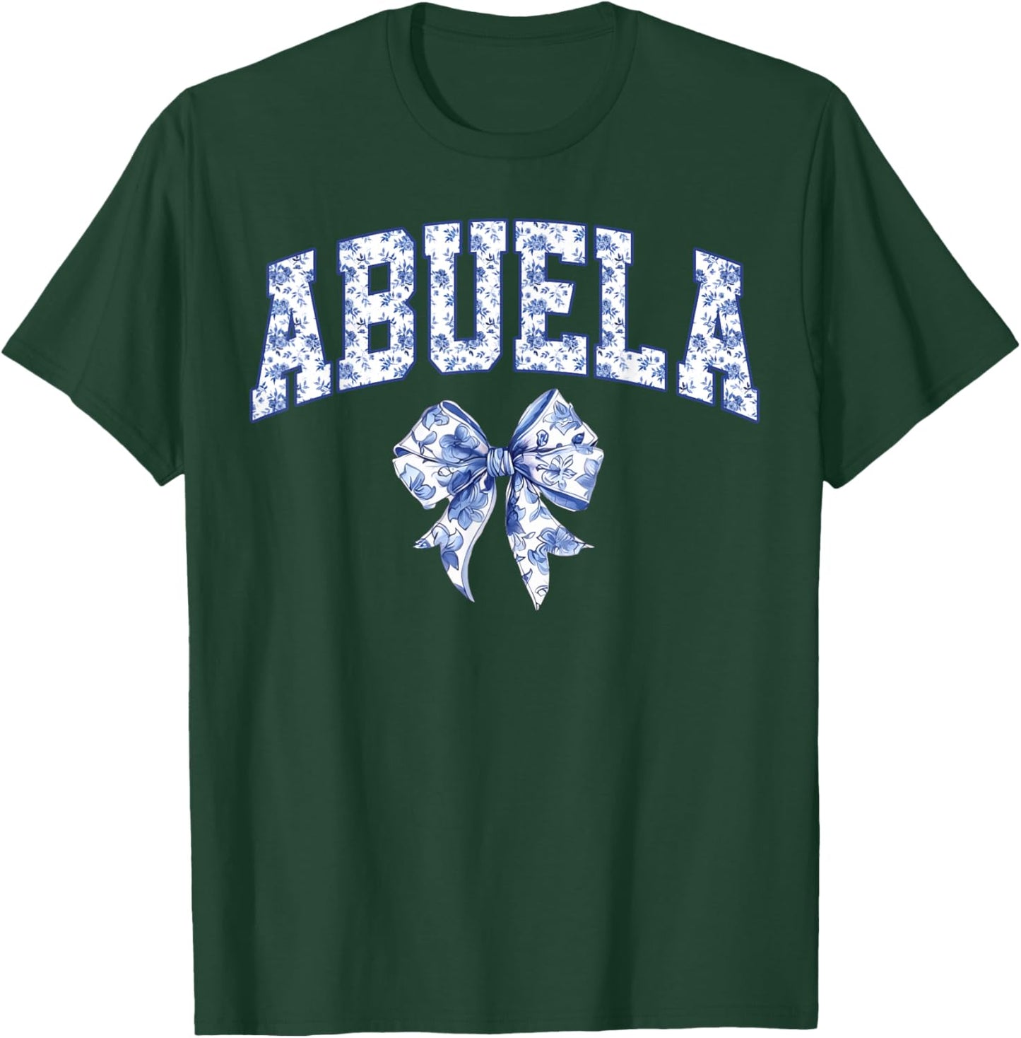Abuela Coquette Toile Blue Bow Floral Family Matching T-Shirt - T-Shirt | Forest