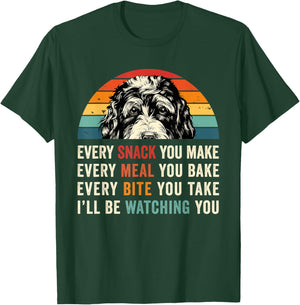 Retro Every snack you make Every meal you bake Doodle Dog T-Shirt - T-Shirt | Forest