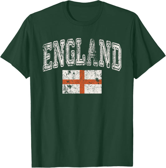 Vintage Retro Faded England Flag English Pride T-Shirt - T-Shirt | Forest