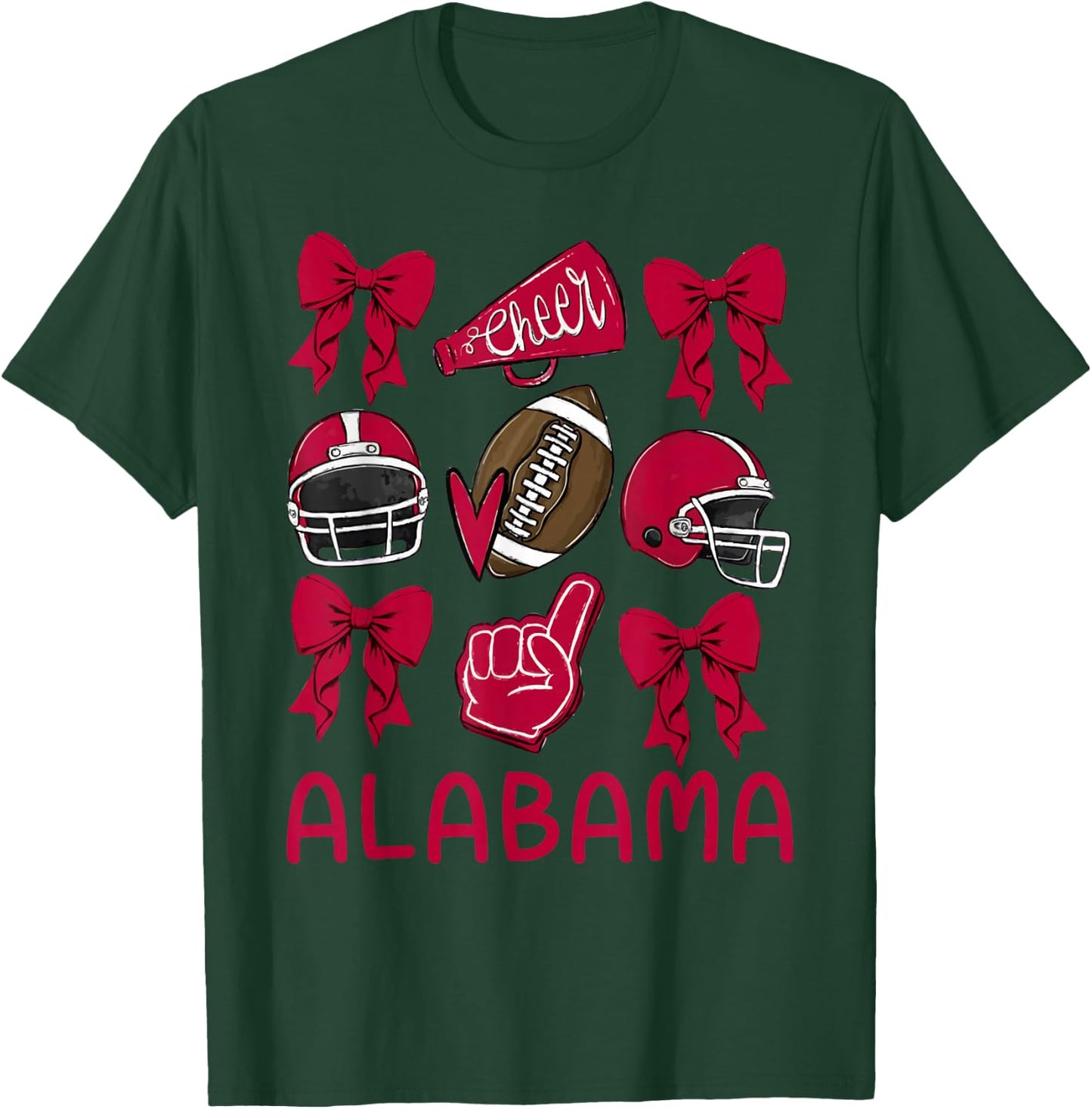 Alabama Women Girls Kids Sister Daughter Niece Coquette Bow T-Shirt - T-Shirt | Forest