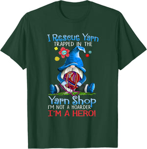 Yarn Knitting Crochet Hoarder Gnome Funny Gift Apparel Small T-Shirt - T-Shirt | Forest