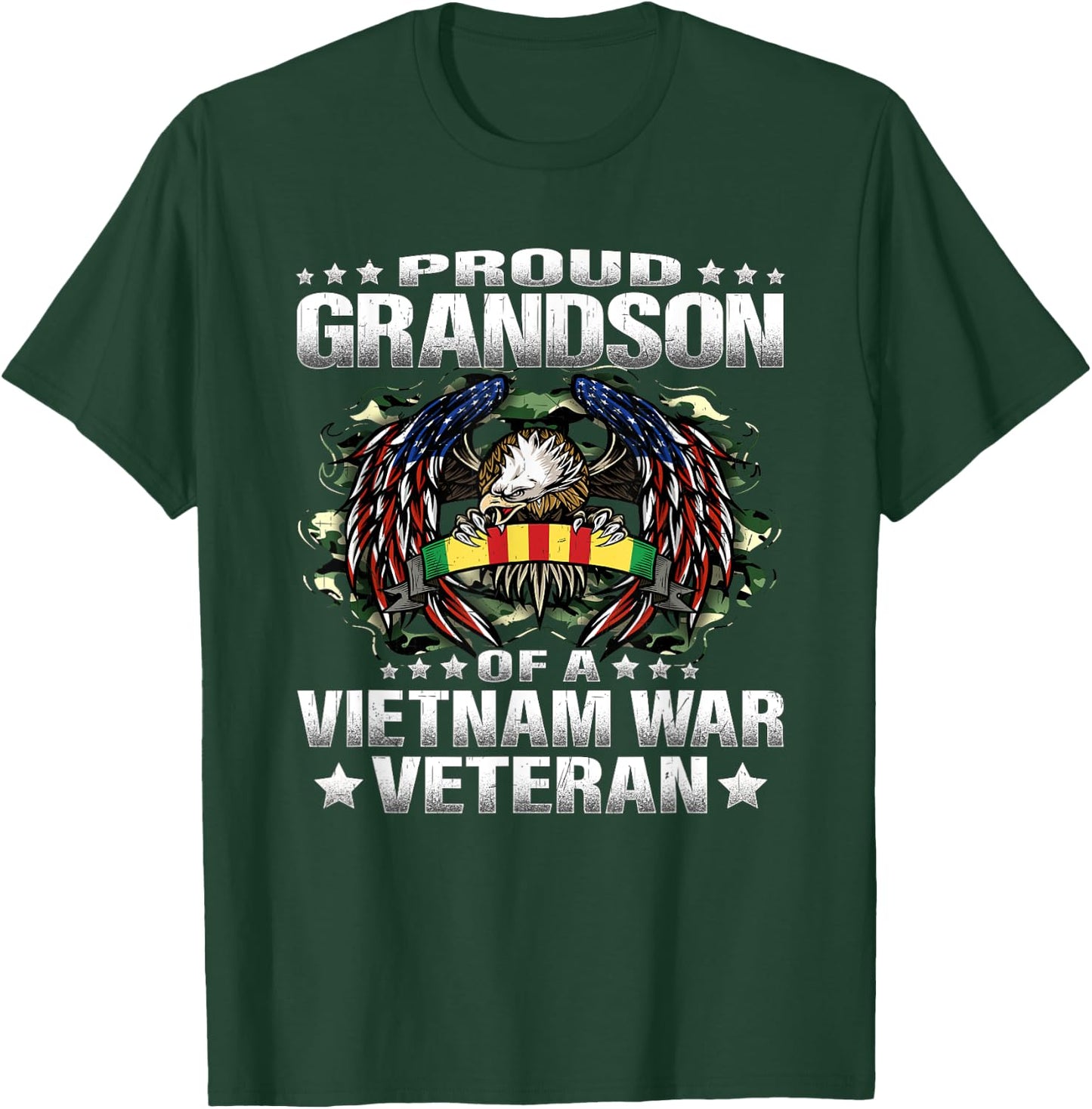 Proud Grandson Of A Vietnam Veteran Military Vets Family T-Shirt - T-Shirt | Forest