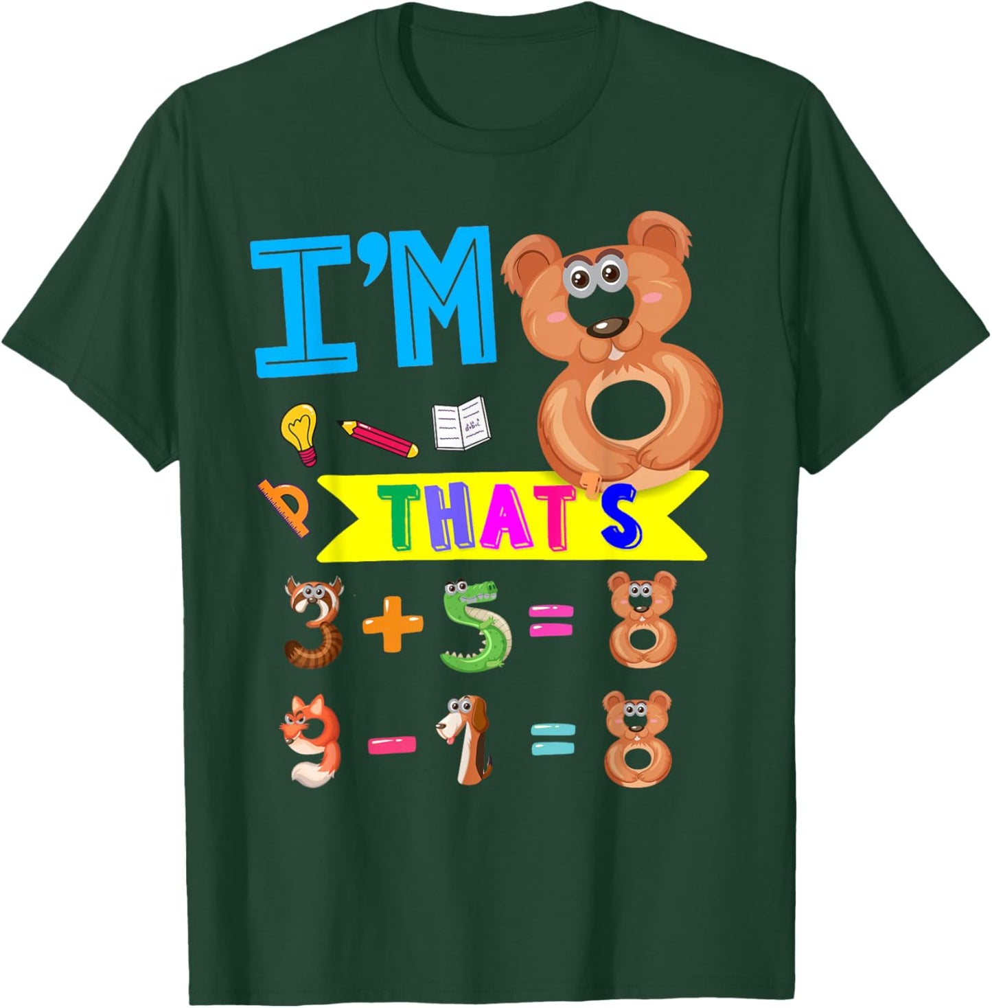 Maths 8th Birthday Outfit Idea For Kids & 8 Year Old Number T-Shirt - T-Shirt | Forest