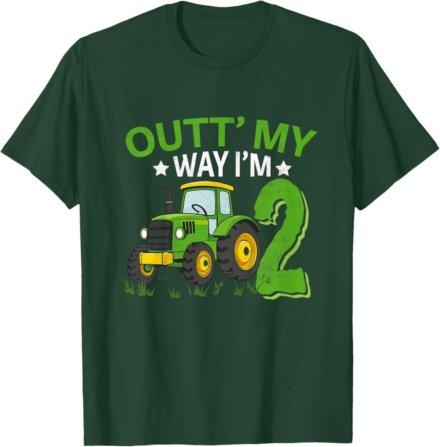 Kids Farm Tractor Boy 2nd Birthday 2 Year Old Toddler Birthday T-Shirt - T-Shirt | Forest