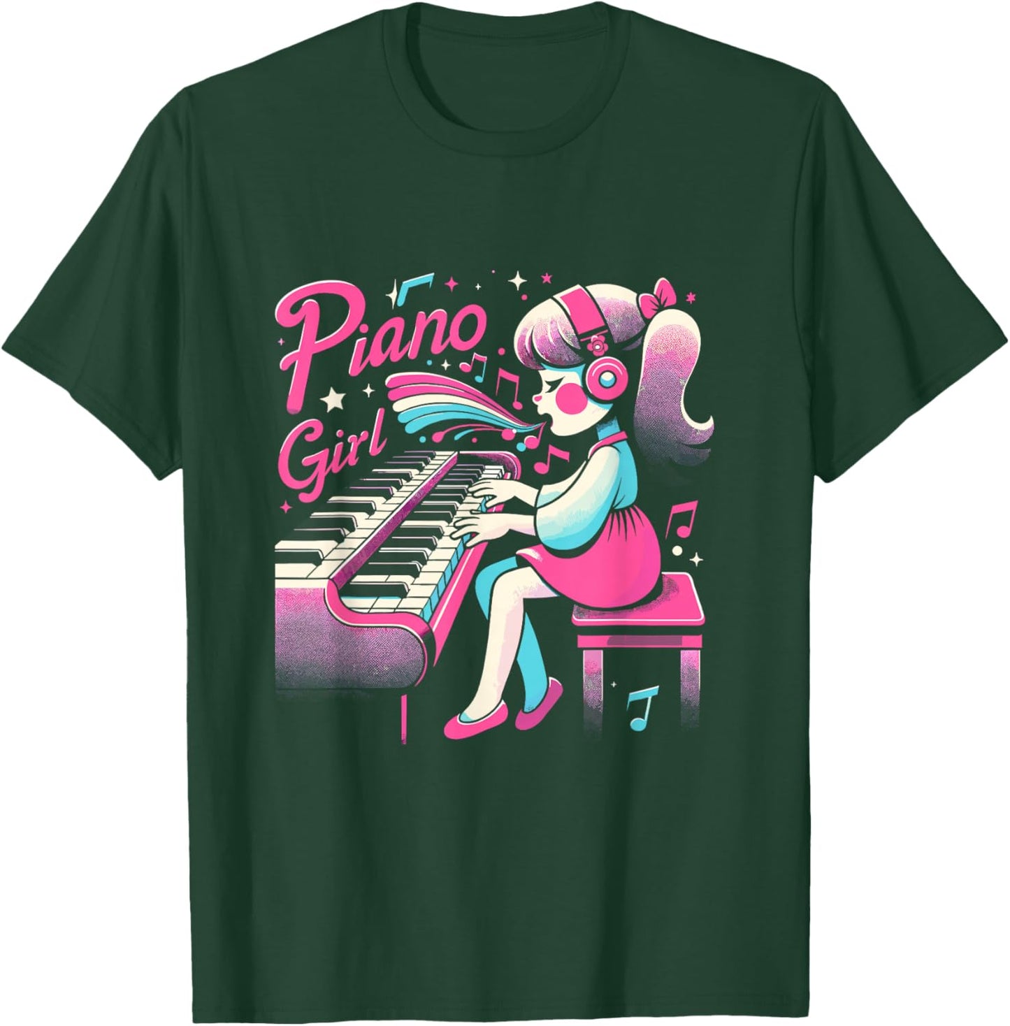 Piano Girl Girl Musician Pianist Music Sheet Music Piano T-Shirt - T-Shirt | Forest
