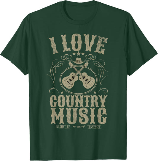 I Love Country Music Concert Nashville Tennessee Vintage T-Shirt - T-Shirt | Forest