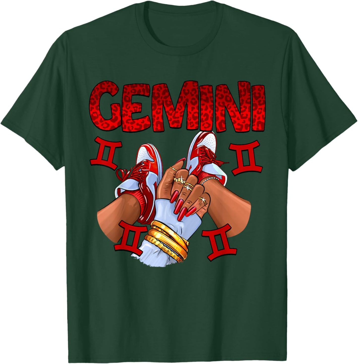 Gemini Queen Birthday Women Sneakers Zodiac Sign Bday T-Shirt - T-Shirt | Forest