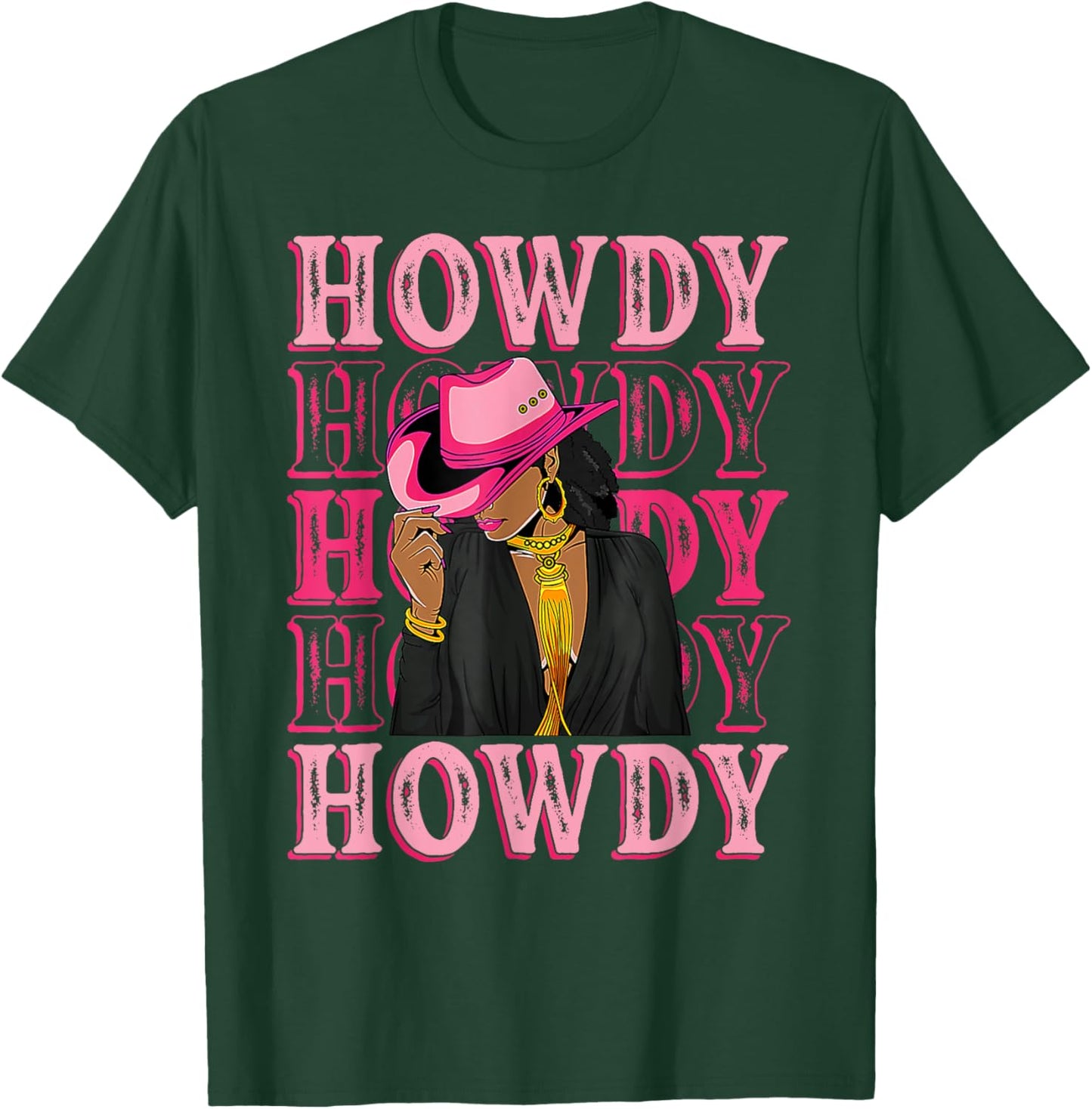 Southern Western Howdy Black Cowgirl African American Women T-Shirt - T-Shirt | Forest