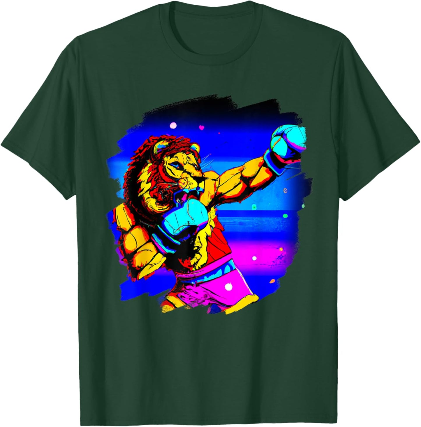 Lion Boxing Cool Funny Lion Boxing Boxer T-Shirt - T-Shirt | Forest