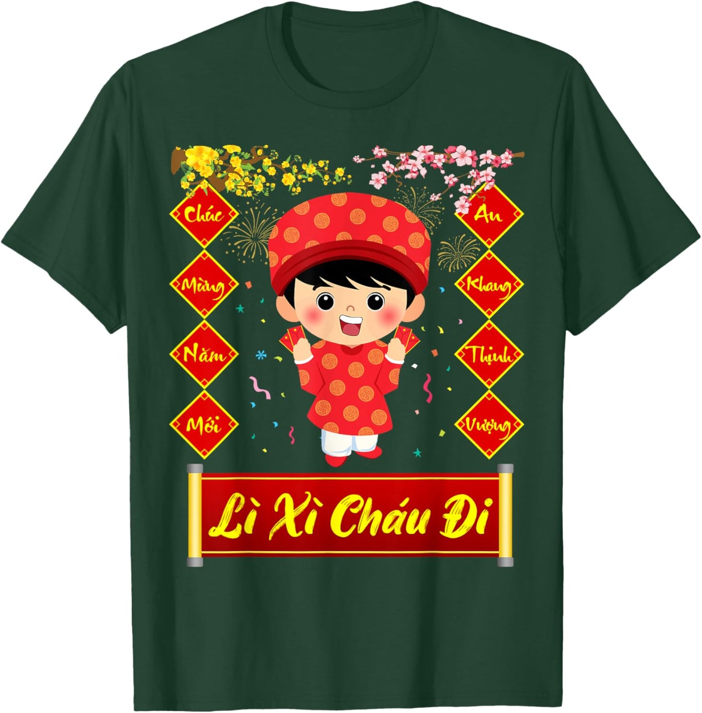Li Xi Chau Di Happy Lunar New Year 2025 Vietnamese Boy T-Shirt - T-Shirt | Forest