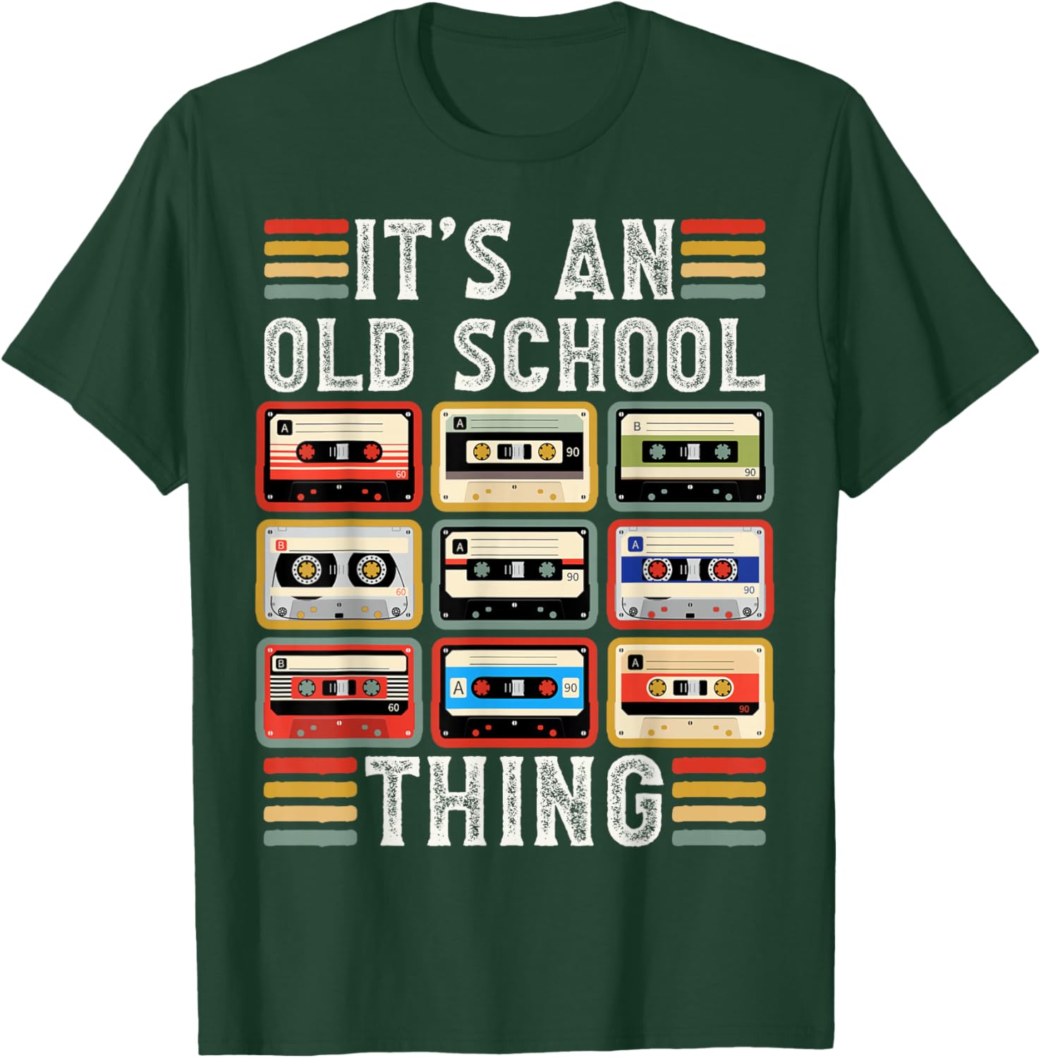 Retro Cassette Tape Music 80s 90s Men Women Boys T-Shirt - T-Shirt | Forest