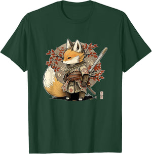 Kawaii Japanese Style Samurai Fox Anime T-Shirt - T-Shirt | Forest
