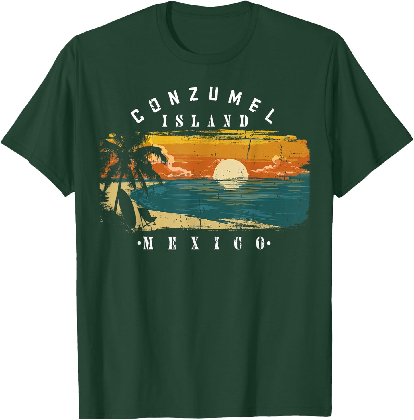 Cozumel Mexico Beaches Retro Cool Distressed Graphic Women T-Shirt - T-Shirt | Forest