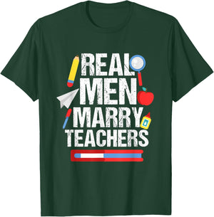 Proud Husband of Teacher Funny Marry Teacher Design Men Women T-Shirt - T-Shirt | Forest