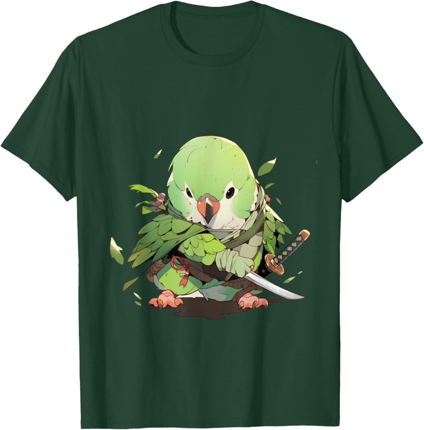 Samurai Quaker Parrot T-Shirt - T-Shirt | Forest