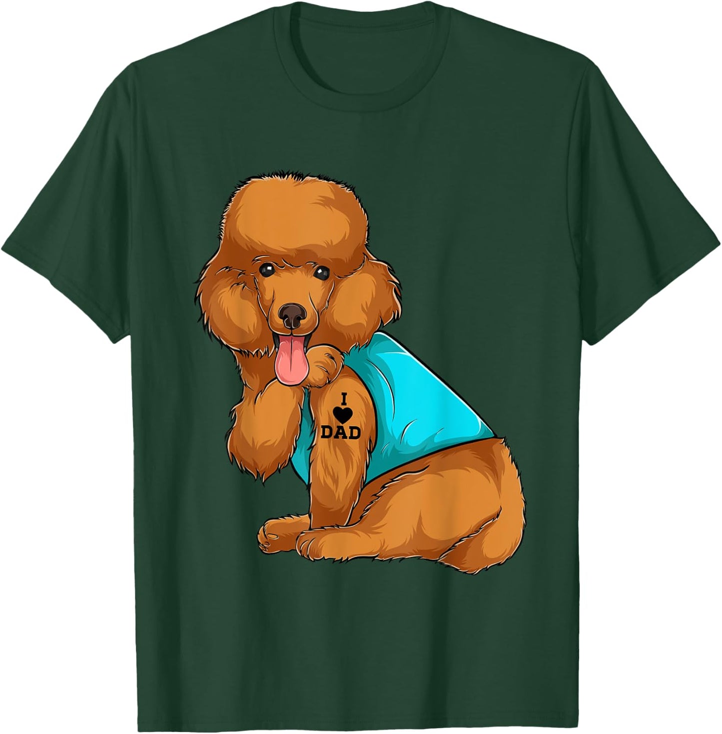 Poodle I Love Dad Tattoo Apparel, Dog Dad Gifts Dads Women T-Shirt - T-Shirt | Forest